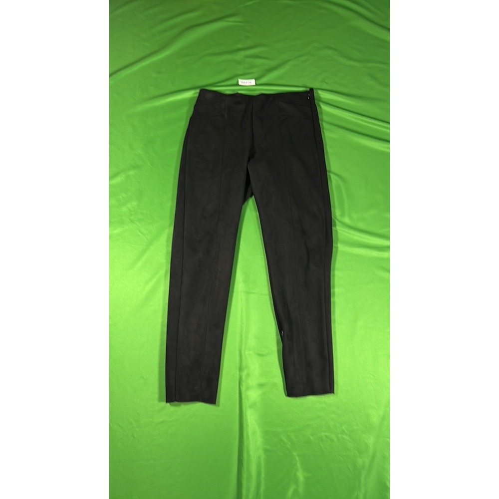 Zara Basic Womens Black Faux Suede Leggings Side Zip Seam Detail L